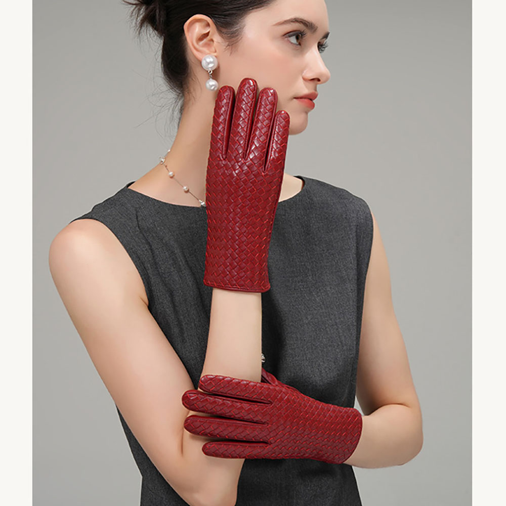 Wool Glove Lined - Guanti da donna in vera pelle,